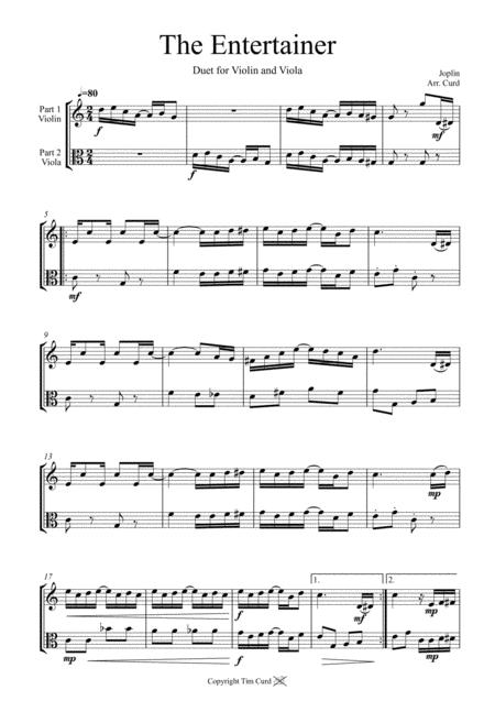 Free Sheet Music The Entertainer Duet For Violin And Viola