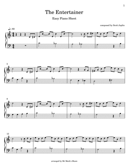 Free Sheet Music The Entertainer Easy Piano