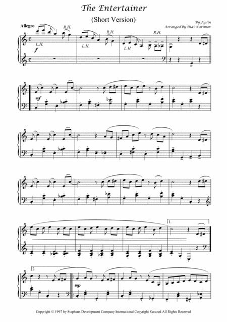 The Entertainer Easy Short Version Sheet Music