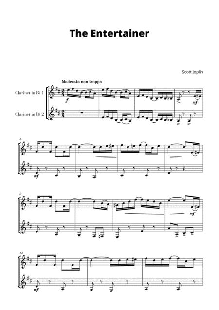 Free Sheet Music The Entertainer For 2 Clarinets