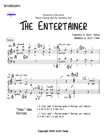 The Entertainer Intermediate Level Sheet Music