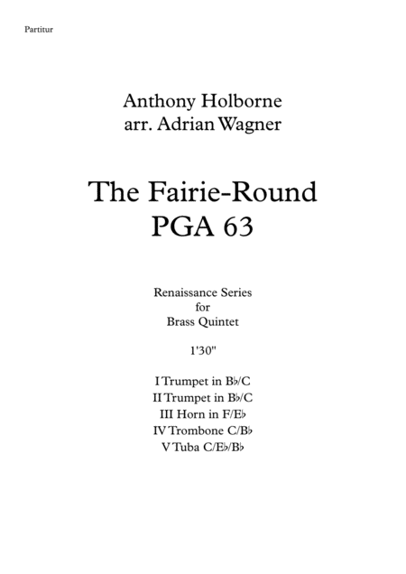 The Fairie Round Pga 63 Anthony Holborne Brass Quintet Arr Adrian Wagner Sheet Music