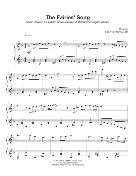 The Fairies Song Sheet Music