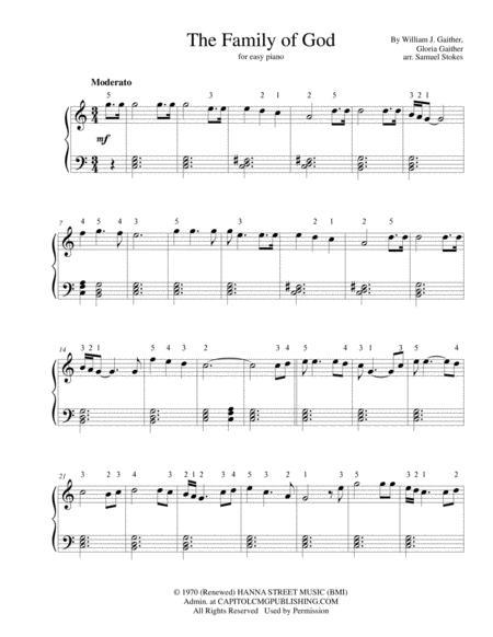 Free Sheet Music The Family Of God For Easy Piano