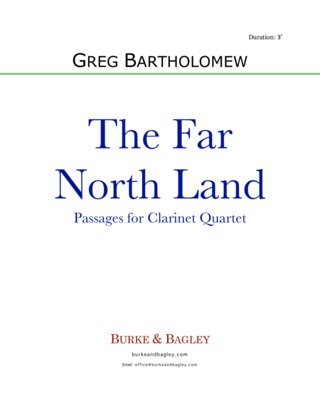 The Far North Land Passages For Clarinet Quartet Sheet Music