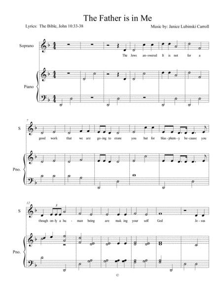 The Father Is In Me Sheet Music