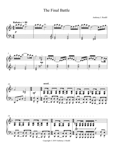 Free Sheet Music The Final Battle Piano Solo