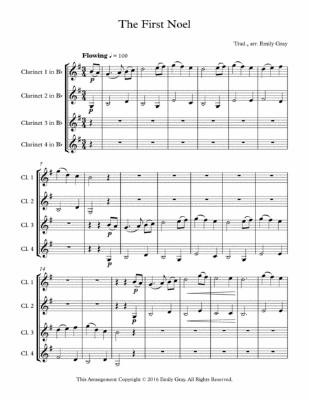 The First Noel 4 Clarinets Sheet Music