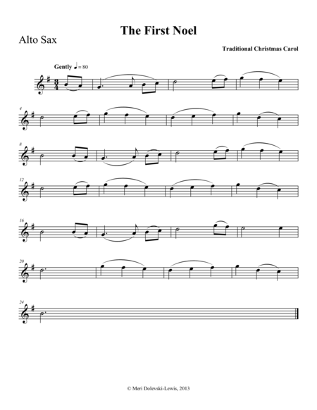 Free Sheet Music The First Noel E Flat Saxes Alto Baritone Piano