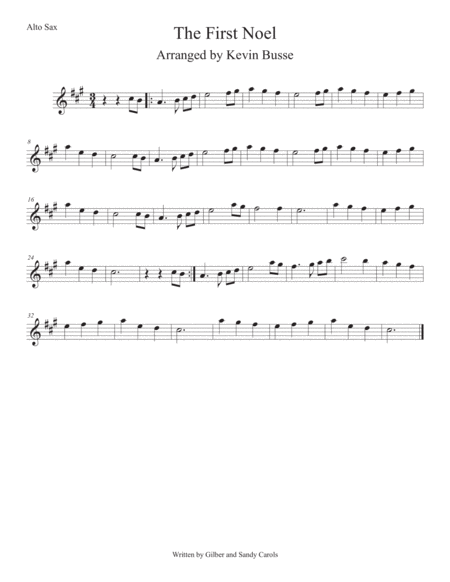 The First Noel Easy Key Of C Alto Sax Sheet Music