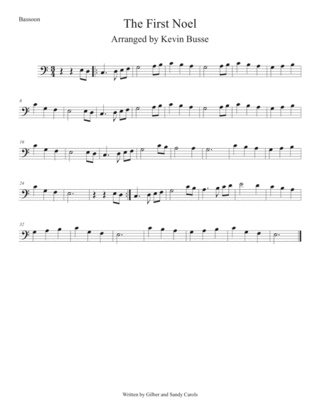 The First Noel Easy Key Of C Bassoon Sheet Music