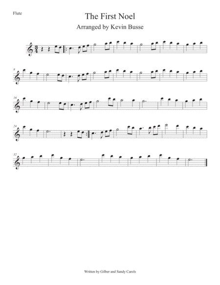 Free Sheet Music The First Noel Easy Key Of C Flute