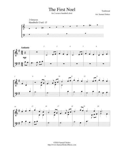 The First Noel For 2 Octave Handbell Choir Sheet Music