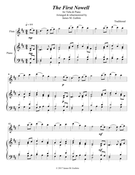 The First Noel For Flute Piano Sheet Music