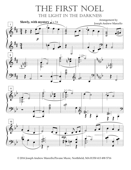 The First Noel Light In The Darkness Sheet Music