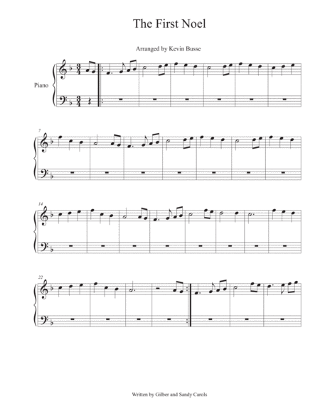 Free Sheet Music The First Noel Piano