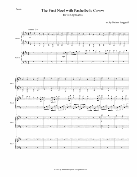 Free Sheet Music The First Noel With Pachelbels Canon