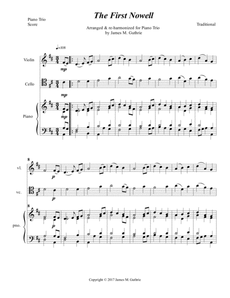 The First Nowell For Piano Trio Sheet Music