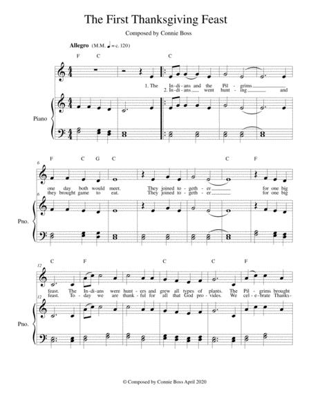 The First Thanksgiving Feast Kids Song Solo And Piano Sheet Music