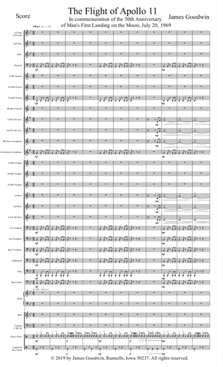 The Flight Of Apollo11 In Commemoration Of The 50th Anniversary Of Mans Landing On The Moon Sheet Music