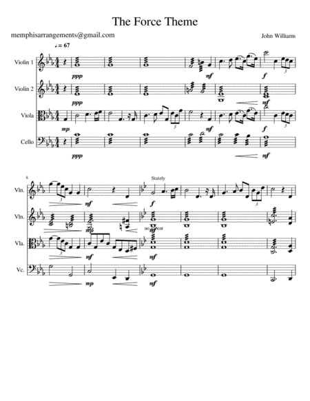 The Force Theme String Quartet Sheet Music