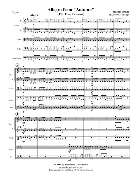 The Four Seasons Allegro From Autumn Score Sheet Music