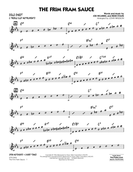 Free Sheet Music The Frim Fram Sauce Arr John Wasson C Treble Clef Solo