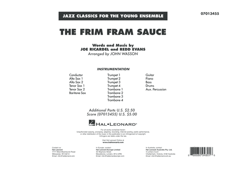 The Frim Fram Sauce Arr John Wasson Conductor Score Full Score Sheet Music