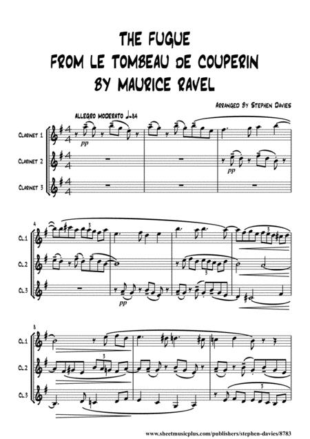 The Fugue From Le Tombeau De Couperin By Maurice Ravel For Clarinet Trio Sheet Music