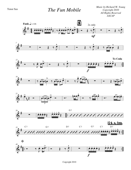 Free Sheet Music The Fun Mobile Tenor Sax