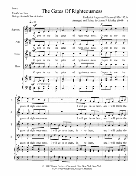 Free Sheet Music The Gates Of Righteousness