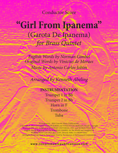 The Girl From Ipanema Garota De Ipanema For Brass Quintet Sheet Music