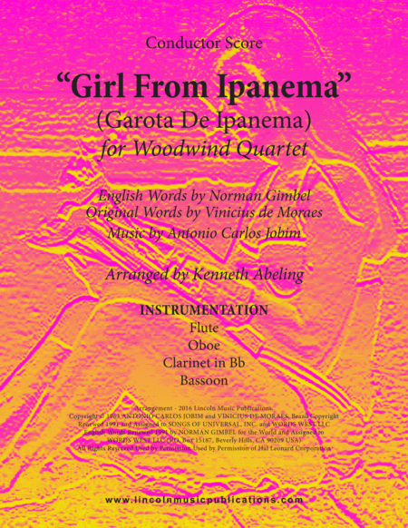 The Girl From Ipanema Garota De Ipanema From Woodwind Quartet Sheet Music