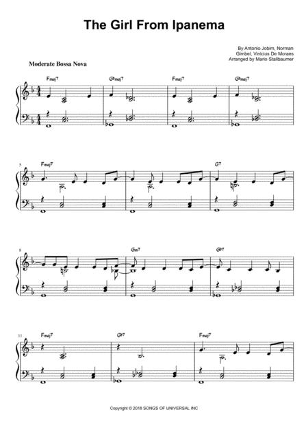 The Girl From Ipanema Piano Solo Sheet Music