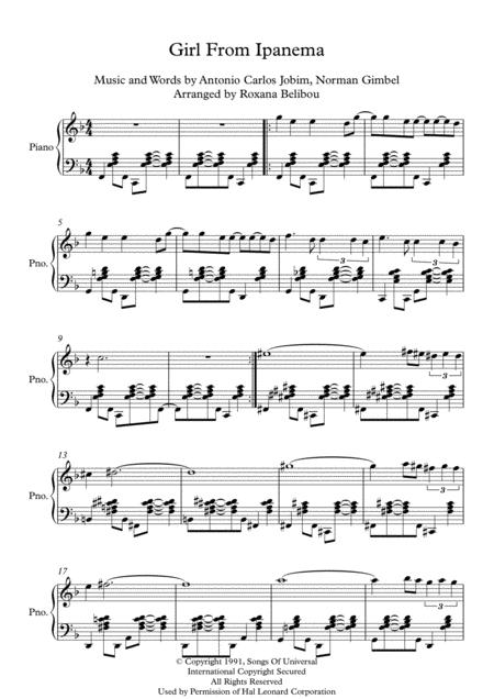 Free Sheet Music The Girl From Ipanema Piano