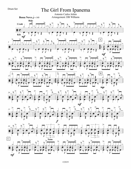 The Girl From Ipanema Strings Drum Set Sheet Music