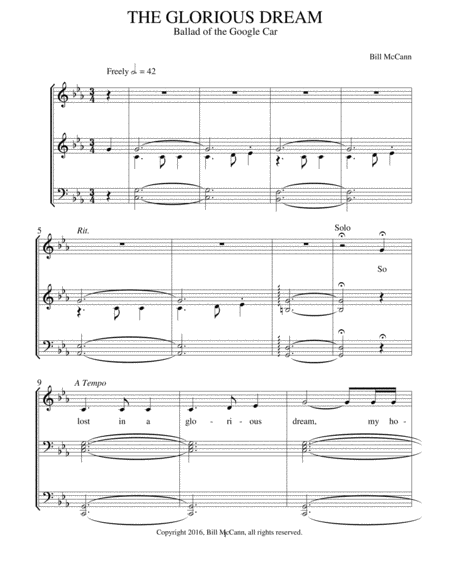 Free Sheet Music The Glorious Dream Ballad Of The Google Car