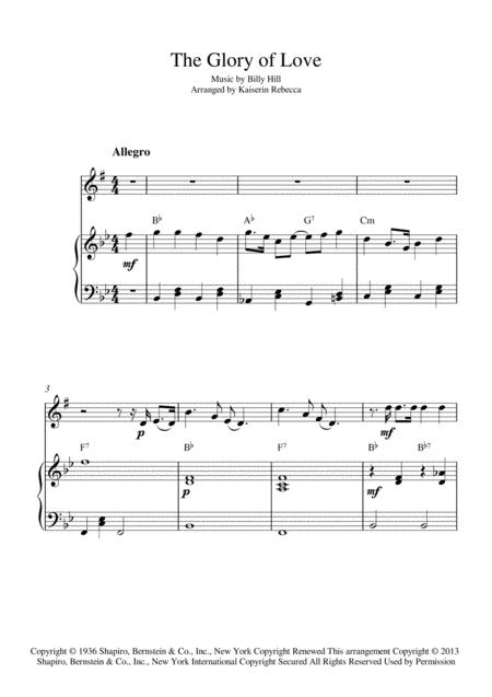 The Glory Of Love Alto Sax Solo And Piano Accompaniment With Chords Sheet Music