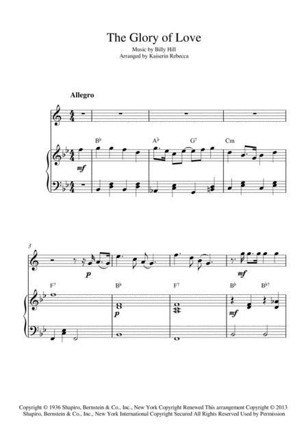 Free Sheet Music The Glory Of Love Tenor Saxophone Solo And Piano Accompaniment With Chords