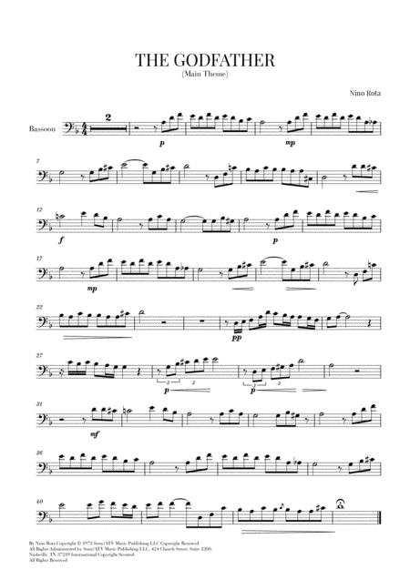 The Godfather Main Theme For Bassoon Sheet Music