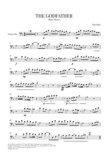 The Godfather Main Theme For Cello Sheet Music