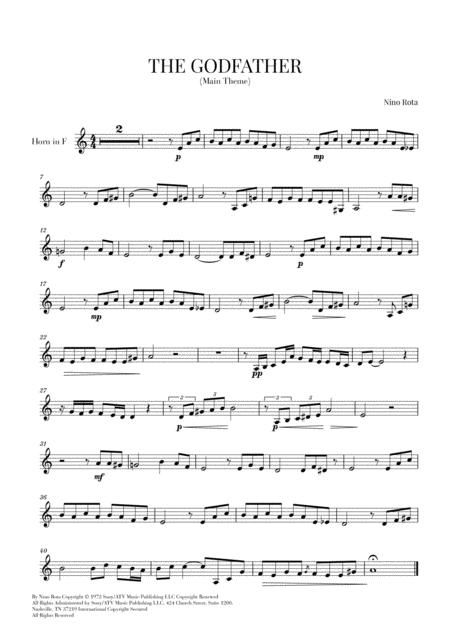 Free Sheet Music The Godfather Main Theme For French Horn