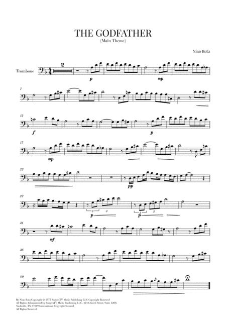 Free Sheet Music The Godfather Main Theme For Trombone