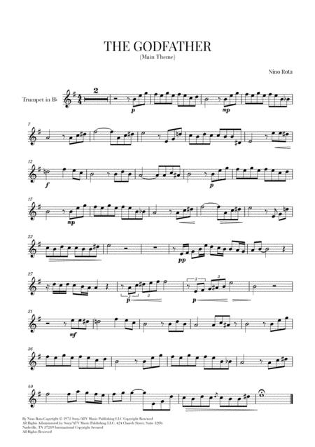 The Godfather Main Theme For Trumpet Sheet Music