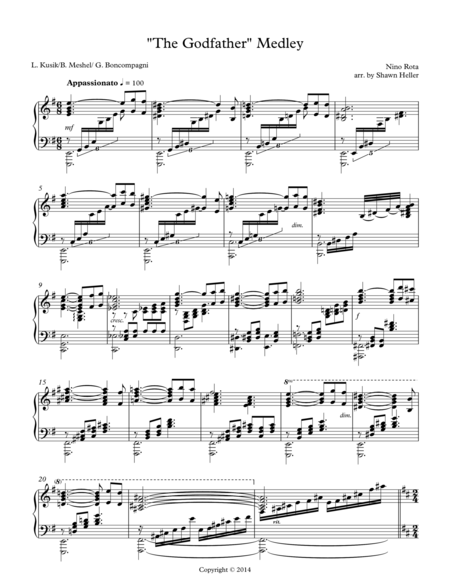 The Godfather Medley For High Voice Piano Sheet Music