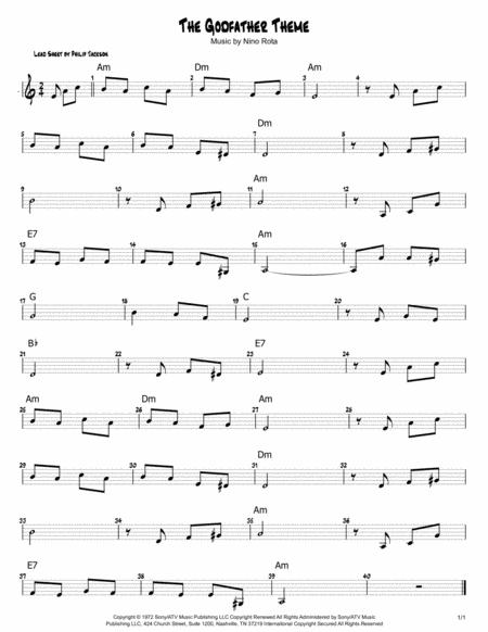 Free Sheet Music The Godfather Theme A Minor