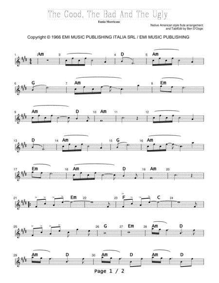 Free Sheet Music The Good The Bad And The Ugly Duet For Native American Style Flute And Appalachian Mountain Lap Dulcimer