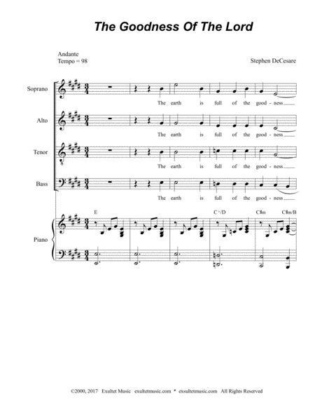 The Goodness Of The Lord For Satb And Solos Sheet Music