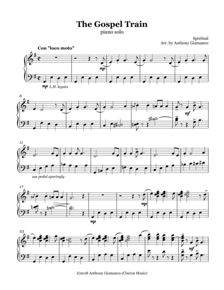 Free Sheet Music The Gospel Train Intermediate Piano Solo