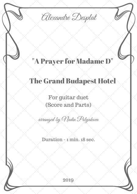 The Grand Budapest Hotel A Prayer For Madame D For Guitar Duet Score And Parts Sheet Music